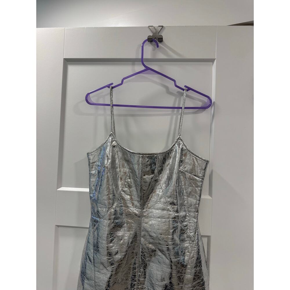Nasty gal “Crackle” Faux Leather Strappy Mini Dress Size 10 - Picture 3 of 5